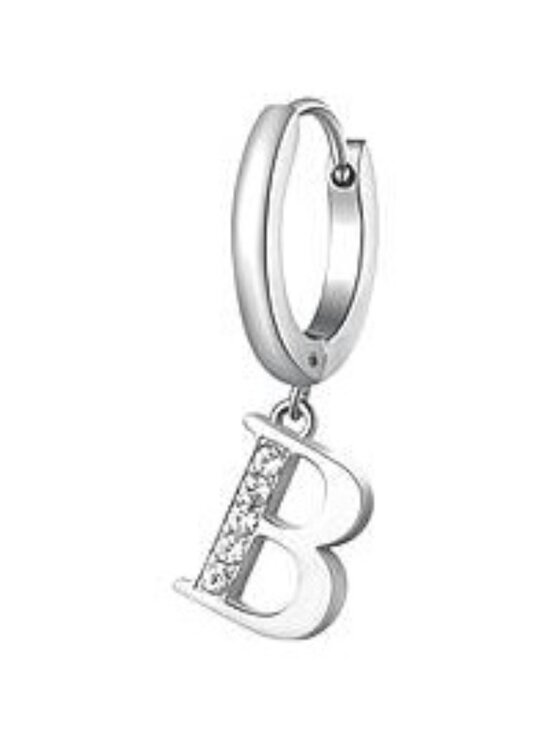 Brosway Jewelry - Silver Brosway Chakra Hoop Earring With Crystal Letter "B" Charm New With Tags